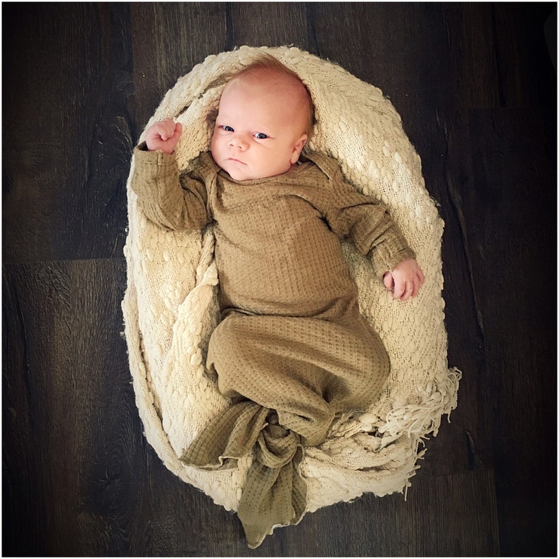 Green Waffle Baby Gown Baby Sleeper Newborn Baby Gown Set Etsy