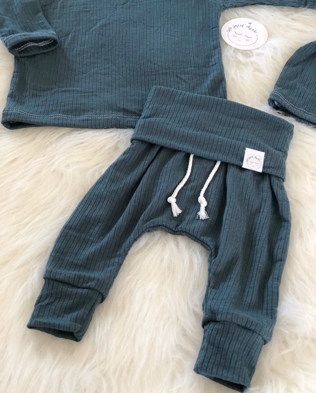 Baby boy teal blue ribbed outfit baby boy clothes baby sets Etsy