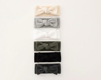 Waffle Knit Baby Headbands | Soft Neutral Infant Bow Head Wrap | Newborn Girl Headband | Minimal Baby Accessories | Baby Shower Gift