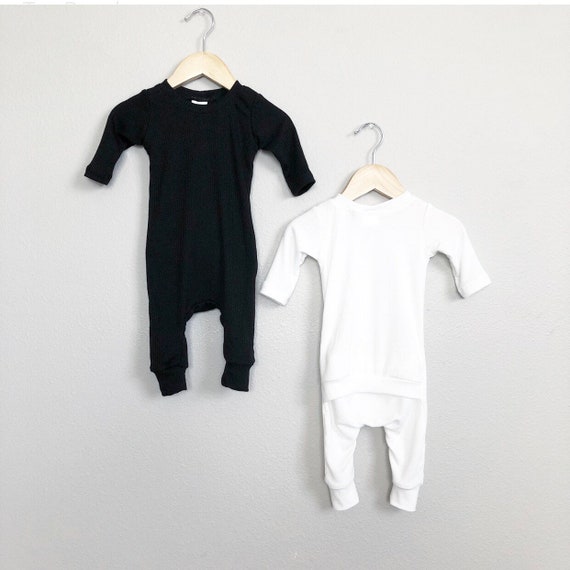 Black White Gender Neutral One Piece Rib Knit Baby Clothes - Etsy