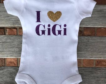 I love Gigi onesie, Baby body suits, Personalized onesie, Baby shower gift, Body suits, Onesie