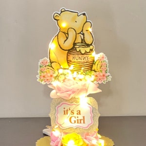 Classic Winnie The Pooh Baby Shower Centerpiece Classic Pooh Baby Shower Decoration Baby Shower Girl Table Centerpiece With Fairy Light
