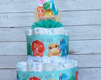 Dinosaur Diaper Cake Boy Dinosaur Baby Shower Centerpiece Baby Shower Gift, Baby Shower Decoration, Shower Table Centerpiece