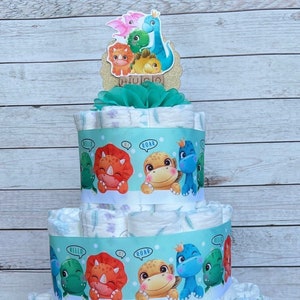 Dinosaur Diaper Cake Boy Dinosaur Baby Shower Centerpiece Baby Shower Gift, Baby Shower Decoration, Shower Table Centerpiece