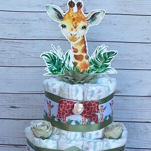 Giraffe Baby Shower Diaper Cake 3 tier Giraffe Diaper Cake Safari Baby Shower Centerpiece Baby Shower Decoration Table Centerpieces