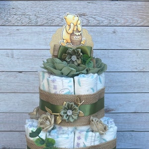 Classic Pooh Baby Shower Diaper Cake, Classic Pooh Diaper Cake Boy ,Winnie The Pooh Baby Shower Gift, Baby Shower Decoration, Centerpieces