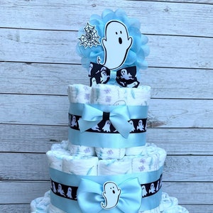 Ghost Diaper Cake Baby Shower ,Diaper Cake Boy , Baby Shower Gift, Halloween Baby Shower Decoration, Shower Table Centerpiece