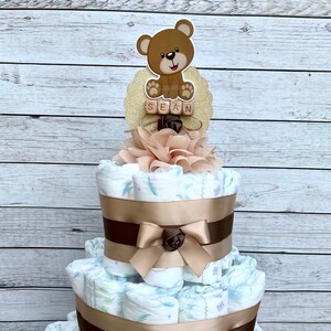 Teddy Bear Diaper Cake Baby Shower Gift Gender Neutral Teddy Bear Baby Shower Centerpiece Baby Shower Decor Nursery Decor Diaper Cake Boy
