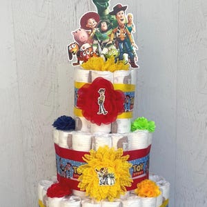 Toy Story Diaper Cake Baby Shower Centerpiece Toy Story Baby Shower Gift Woody Buzz Diaper Cake Toy Story Nursery Decor Gender Neutral