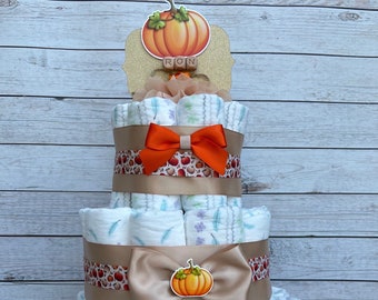 Pumpkin Diaper Cake Baby Shower ,Diaper Cake Boy , Baby Shower Gift, Pumpkin Baby Shower Decoration, Shower Table Centerpiece