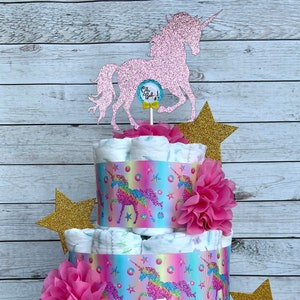 Unicorn Diaper Cake Baby Shower, Unicorn Baby Shower Centerpieces Decoration, Baby Shower Gift ,Baby Shower Decoration, Unicorn Diaper Cakes
