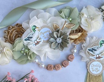 Mallard Duck Baby Shower Maternity Sash , Gender Neutral Corsages