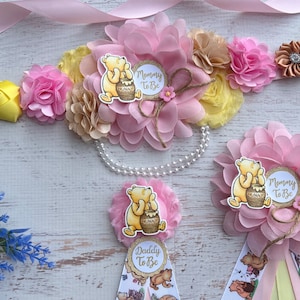Classic Winnie the Pooh Baby Shower Sash ,Pink Classic Winnie The Pooh Maternity Sash ,Mommy to be Sash ,Classic Pooh Sash ,Baby Shower Girl
