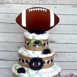 Football Diaper Cake Boy, Football Baby Shower Boy ,Baby Shower Gift, Baby Shower Decoration, Table Centerpiece, 3 Tier Diaper Cake