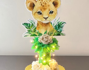 Safari Baby Shower Centerpiece Jungle Baby Shower Decoration Baby Shower Boy Table Centerpiece With Fairy Light