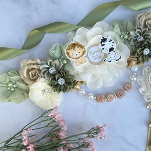 Safari Baby Shower Sash , Baby Safari Maternity Sash ,Safari Baby Shower Corsages ,Baby Shower Pins,  Maternity Belt, Gender Neutral