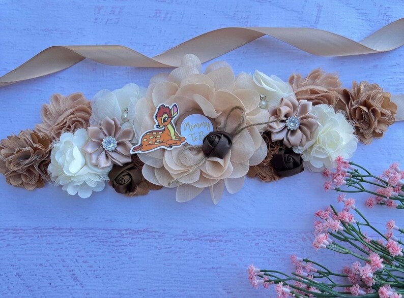 Deer Baby Shower Sash ,Mommy and Daddy to be Pins , Maternity Sash, Woodland Corsage image 6