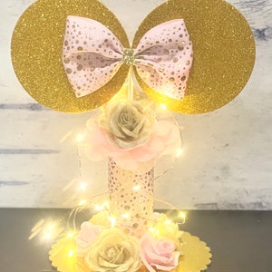 Minnie Mouse Baby Shower Centerpiece with Fairy Light Minnie Mouse Birthday Centerpieces Baby Shower Decoration Minnie Table Centerpieces