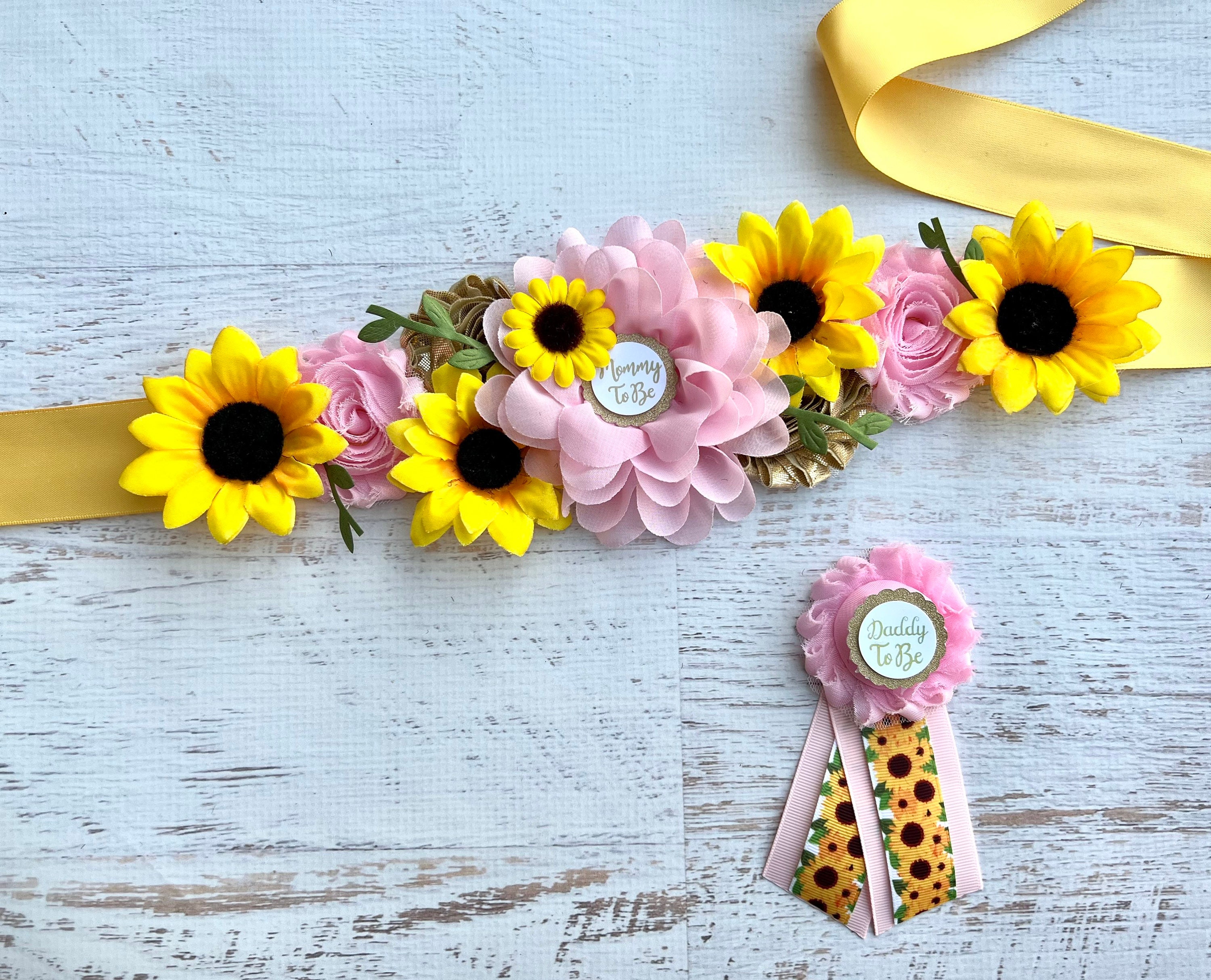 8736 Sunflower Maternity Sash Belts Flowers Pregnancy W040 Amazon.com: Oyabridal Sunflower Babyshower Sash for Gender  main image 4