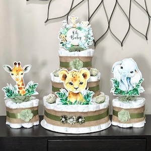 Safari Diaper Cake Boy Set Of 3 Jungle Safari Baby Shower Centerpiece Baby Shower Decoration Table Centerpiece Decoration Baby Shower Gift