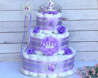 Princess Diaper Cake Baby Shower Girl Purple Princess Baby Shower Decoration Table Centerpiece Decoration Diaper Cake Girl Shower Decoration