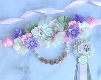 Storybook Baby Shower Sash ,Wildflower Chapterbook Corsages, A New Chapter Begins Baby Shower Pins
