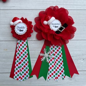 Santa Baby Shower Corsage, Santa Baby Shower Pin, Christmas Santa Baby Shower , Mommy pin, Mommy Ribbon ,Mommy Corsage, Baby Shower Corsage