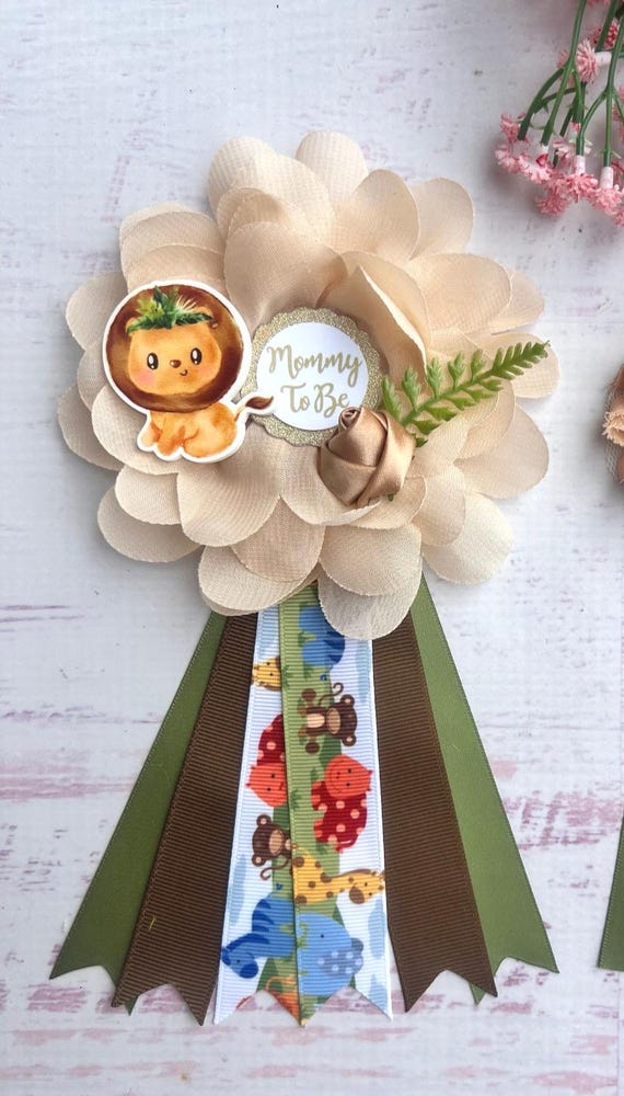 Safari Baby Shower Corsage ,jungle Safari Baby Shower Pins ,mom