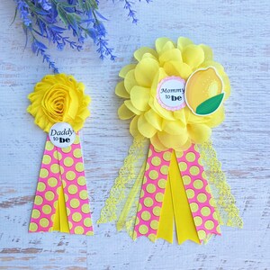 Lemon Baby Shower Corsage ,Mommy To Be Pin , Mommy Corsage ,Mommy To Be Ribbon ,Daddy To Be Pin, Baby Shower Pin, Baby Shower Girl