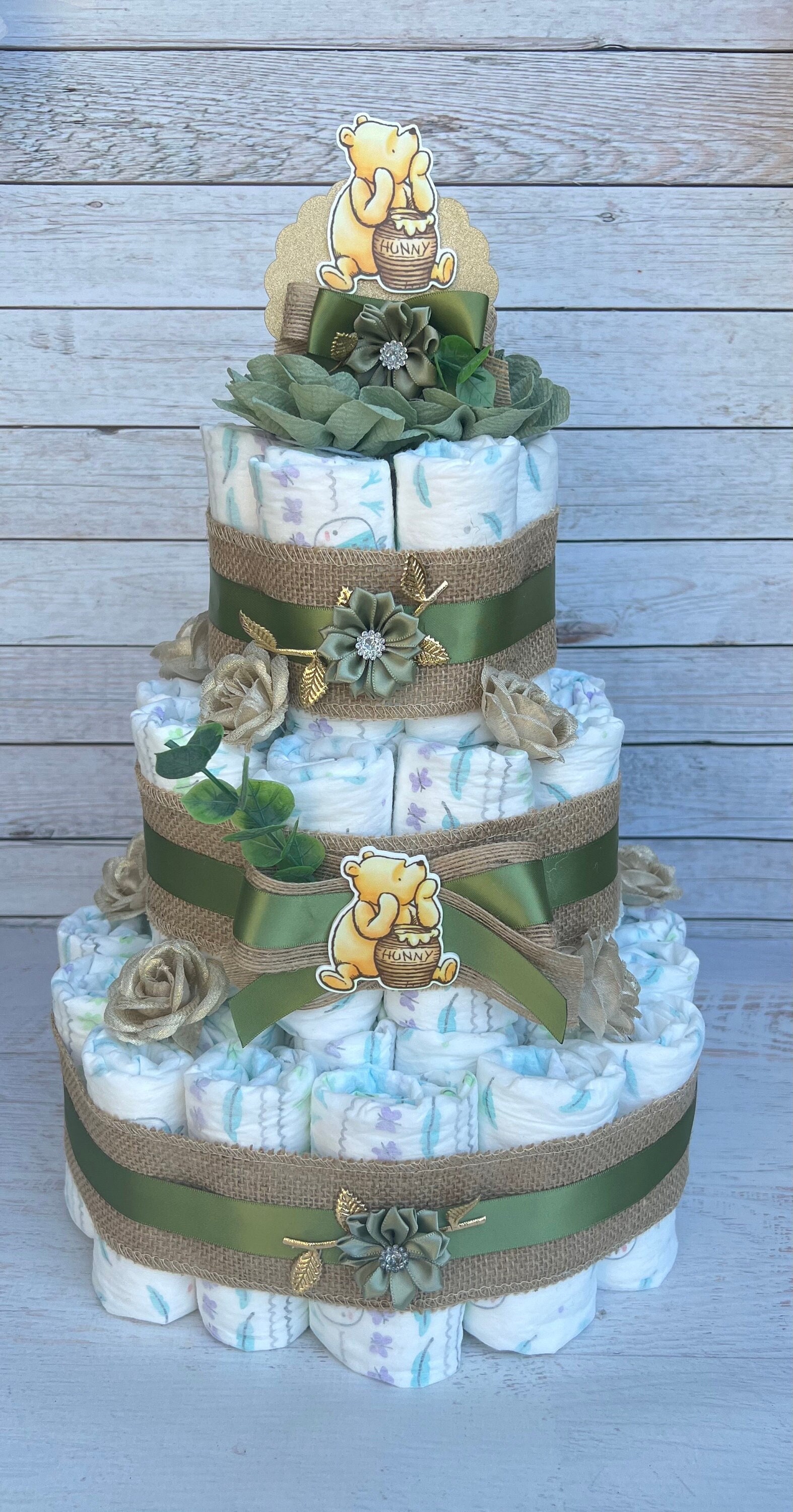 Classic Pooh Baby Shower Diaper Cake Classic Pooh Diaper Cake Boy Winnie The Pooh Baby Shower Gift Baby Shower Decoration Centerpieces