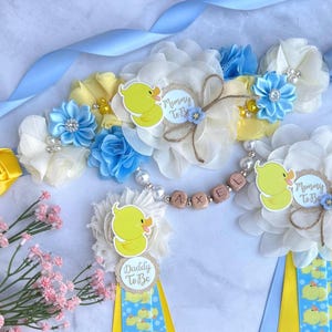 Rubber Ducky Baby Shower Sash Ducky Maternity Sash Ducky Baby Shower Boy Pregnancy Sash Baby Shower Corsages Baby Shower Pins