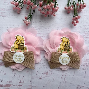Classic Winnie The Pooh Baby Shower Pin Baby Shower Corsage Classic Pooh Pin Mommy and Daddy Pin Pink Classic Pooh Pin Baby Shower Girl