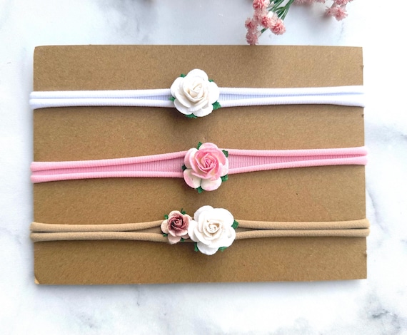 Floral Crown Headband SET Pink White Flower Newborn Headband  display picture 1