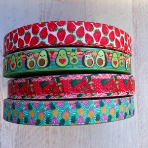 7/8” Fruits Grosgrain Ribbon, 3 yards Fruits Ribbons , Watermelon Ribbon, Avocado Grosgrain Ribbon ,Strawberry Ribbon, Pineapple Ribbons