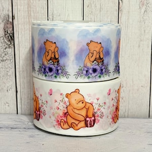 7/8” or 1 1/2” or 3” Classic Winnie The Pooh Grosgrain Ribbon , Classic Pooh Ribbon 3 yards Pooh Baby Shower Girl ,Diaper Cake Ribbon
