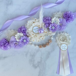 Boho Baby Shower Graviditetsband, Mamma Pappa och Familjenålar: Välj färg Lila