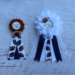Football Baby Shower Corsage, Football Pin , Football Baby Shower Pin, Daddy to be Pin, Football Mommy to be Pin, Football Corsage with Pin