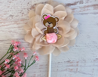 Teddy Bear  Cake Topper ,Teddy Bear Centerpiece, Teddy Baby Shower Girl Decorations, Cake Topper, Baby Shower Decoration Smash Cake Topper