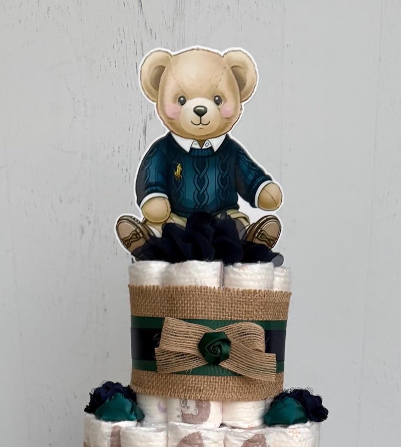 Polo Teddy Bear Diaper Cake, 3 Tier Baby Shower Centerpieces - Etsy