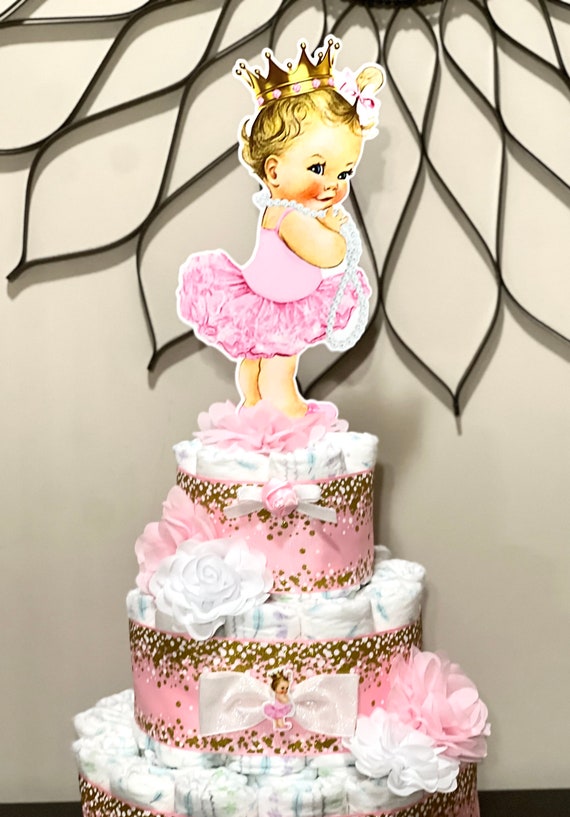 Princess Ballerina Tutu Diaper Cake Baby Shower Girl Princess Baby Shower  Decoration Table Centerpiece Diaper Cake Girl Shower Decoration