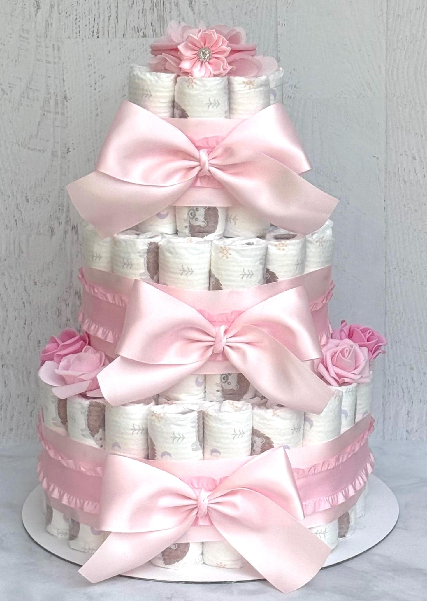 Pink Bow Baby Shower Diaper Cake Gift Centerpiece ,boy or Girl ...