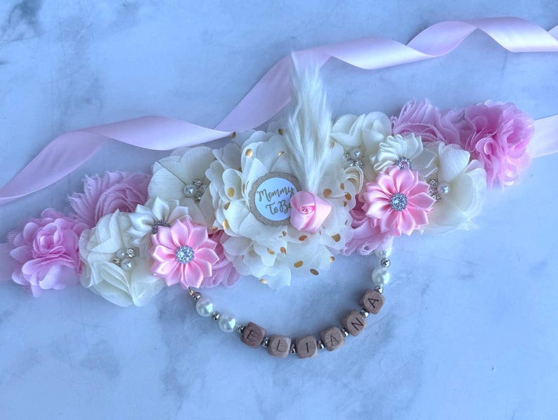 Boho Baby Shower Graviditetsband, Mamma Pappa och Familjenålar: Välj färg bild 8