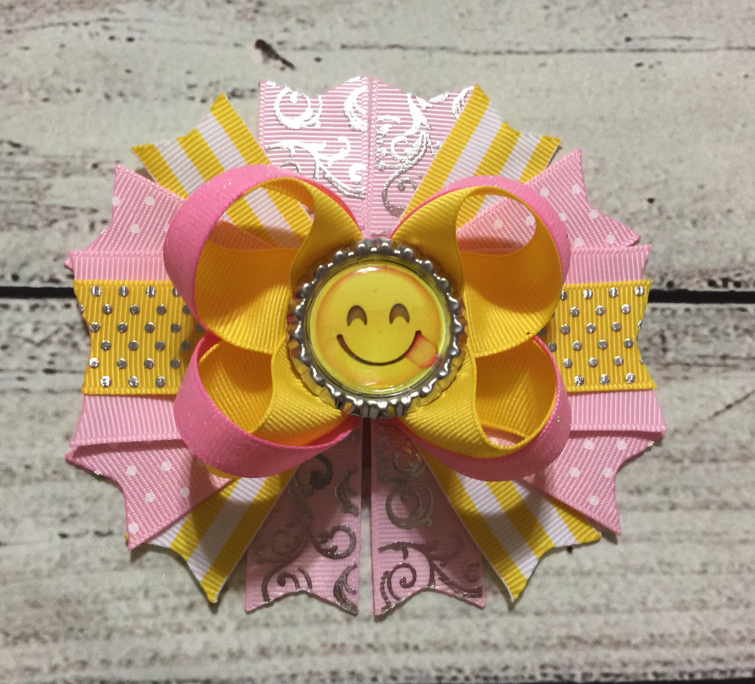 Emoji Hair Bow Emoji Hair Bows Emoji Stacked Hair Bow Emoji Etsy