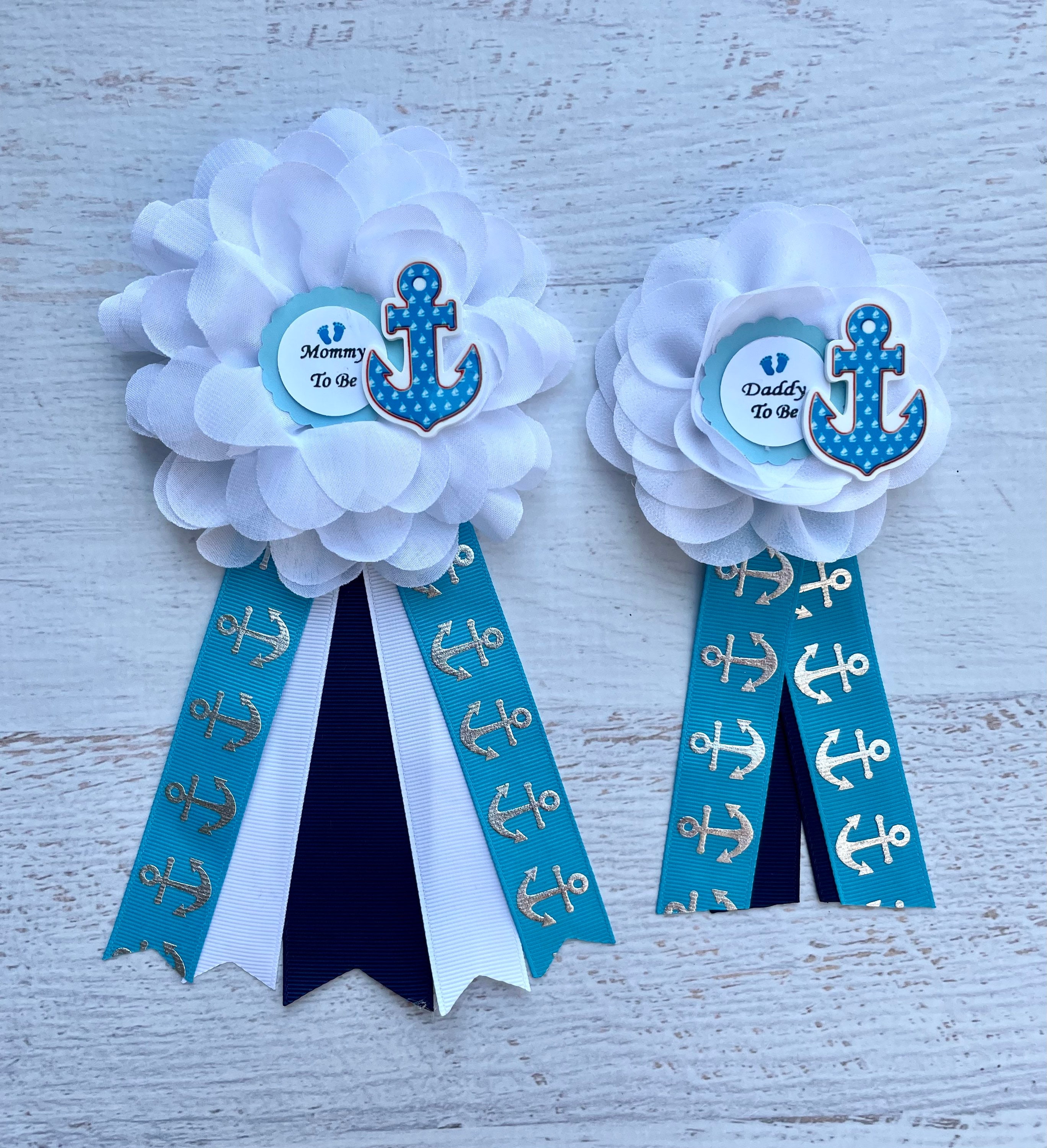 Nautical Baby Shower Corsage White Blue Navy Nautical Baby | Etsy White And Baby Blue Corsage