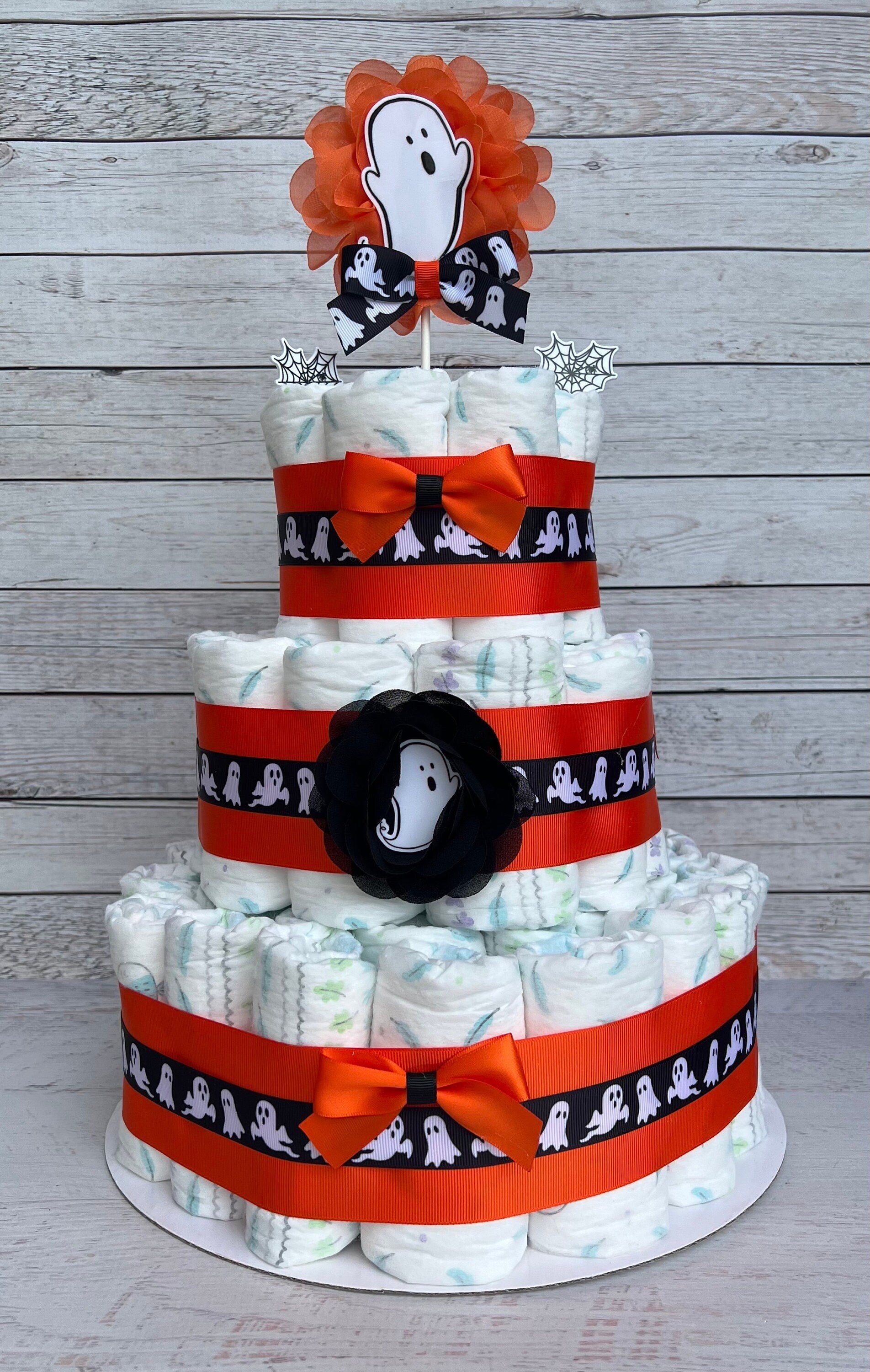 Ghost Diaper Cake Baby Shower Diaper Cake Gender Neutral Baby Shower Gift Halloween Baby Shower Decoration Shower Table
