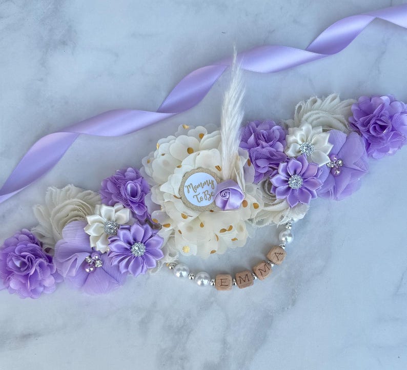 Boho Baby Shower Graviditetsband, Mamma Pappa och Familjenålar: Välj färg bild 4