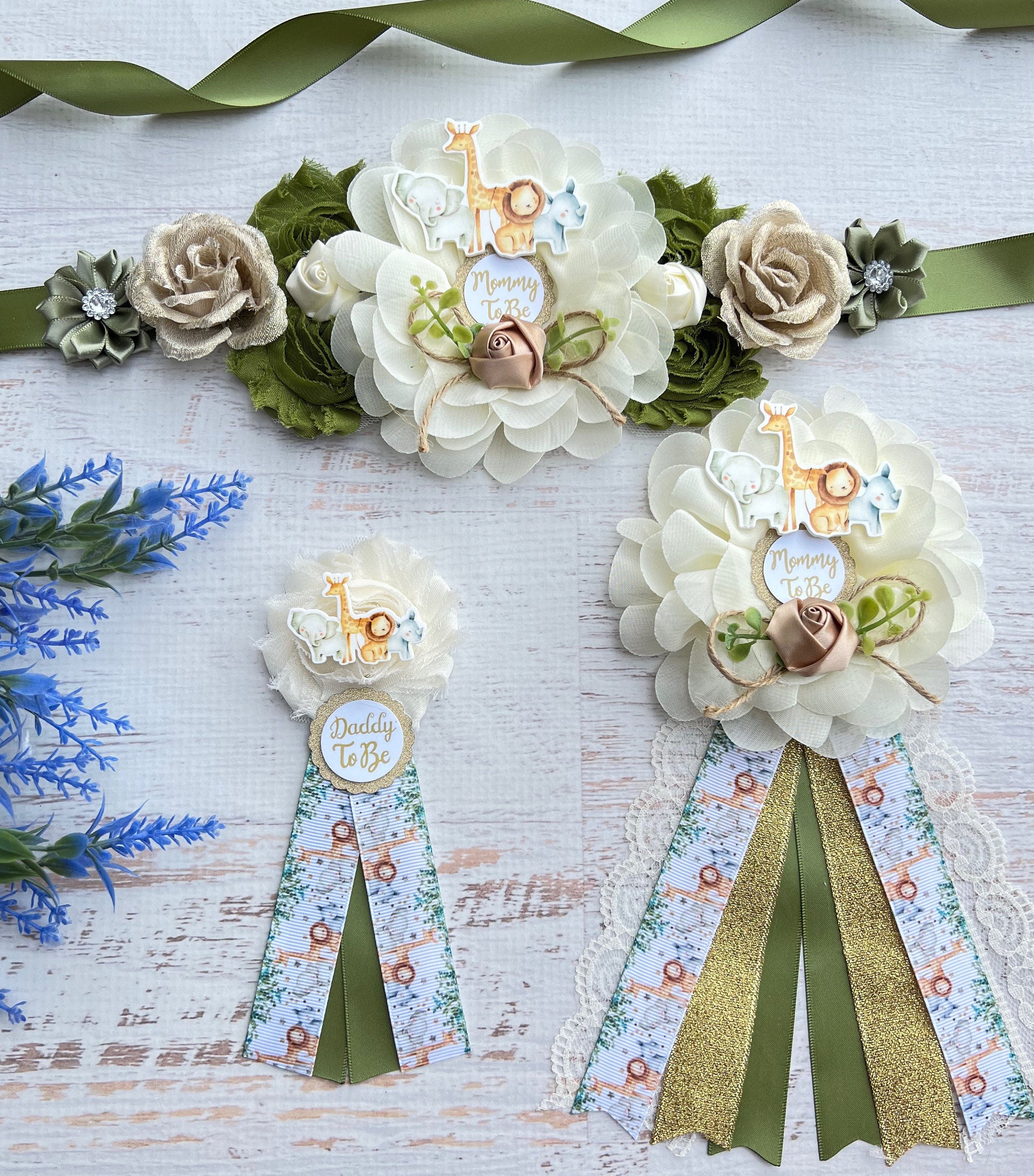 Safari Baby Shower Sash ,safari Maternity Sash Belt ,safari  display picture 1