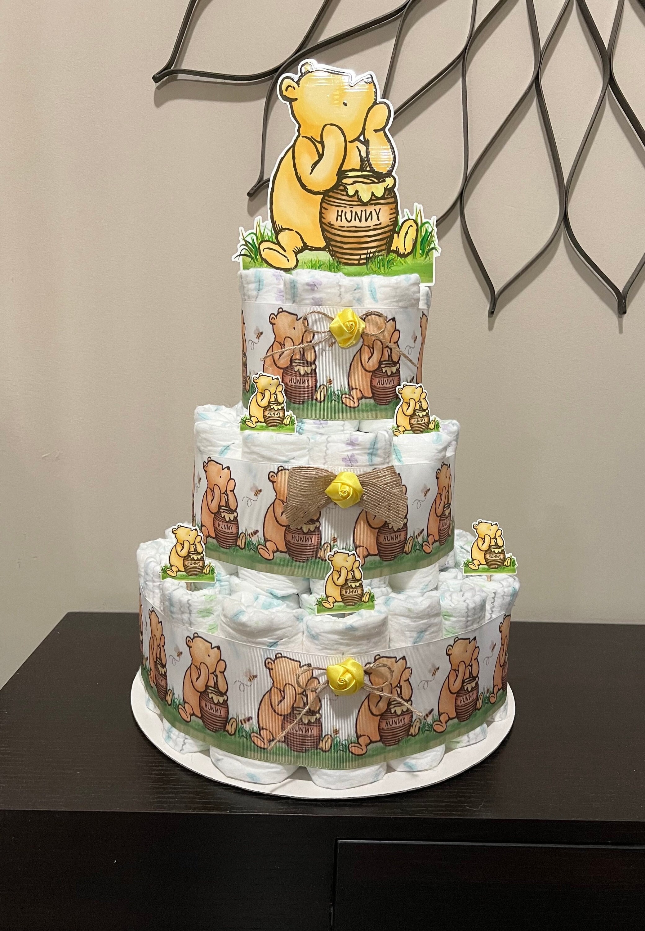 Pooh Tier Diaper Cake Classic Winnie The Pooh Baby Shower Diaper