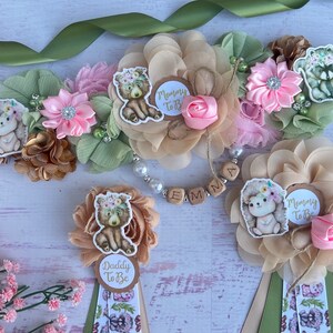 Girl Woodland Baby Shower Sash Woodland Maternity Sash Baby Shower Girl Forest Animals Baby Shower Mommy to be Sash Pregnancy Sash
