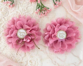 Boho Mauve Pink Baby Shower Pin ,Mommy , Daddy and Family Corsages